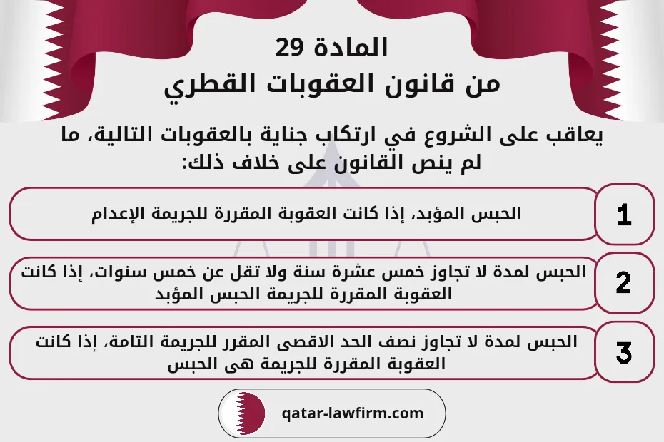 المادة 29 من قانون العقوبات القطري